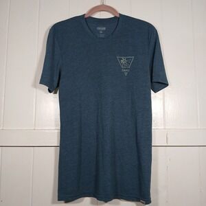 Cariloha Oahu Aloha Surf Beach Graphic T-Shirt Mens Small Blue Bamboo Blend S